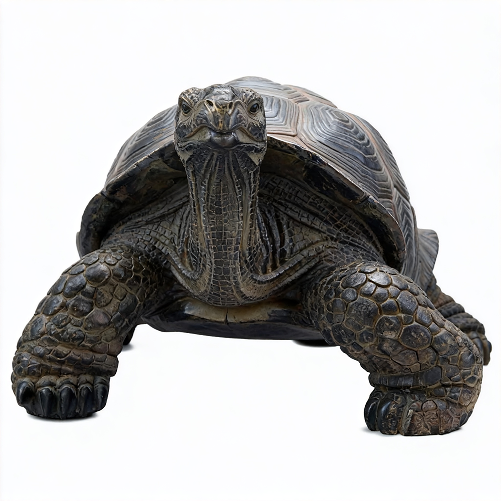 head detail of bronze Giant Tortoise Sculpture