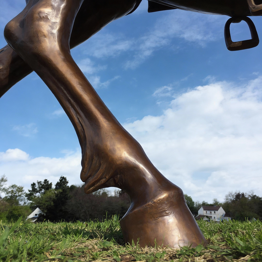 large bronze classical horse sculpture leg detail
