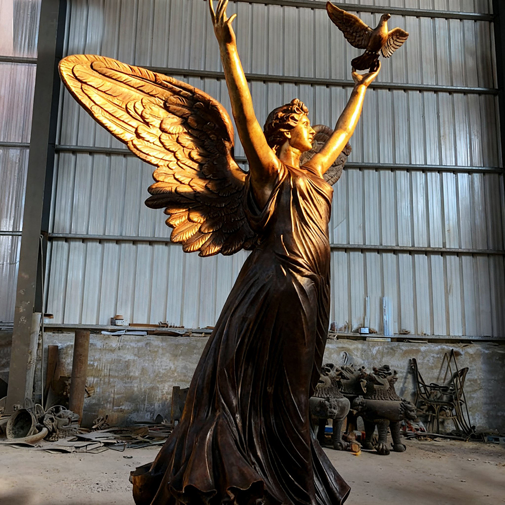 life size Angel with Dove bronze Statue