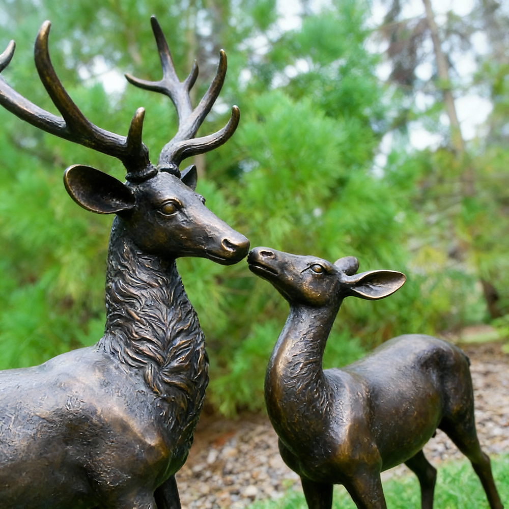 life size Stag and Doe bronze Sculpture