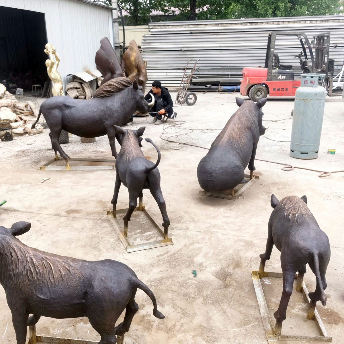 life size Warthog Metal Garden Sculpture