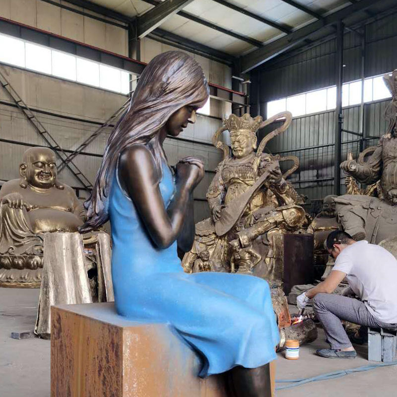 life size bronze Seated Girl Sculpture