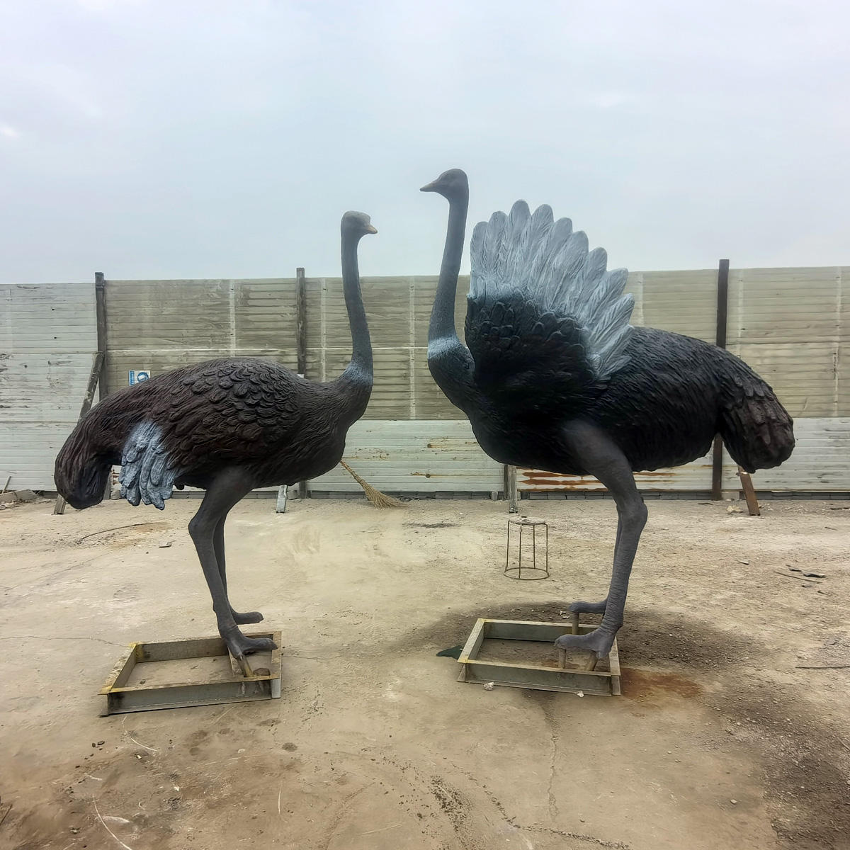 life size bronze ostrich garden statue
