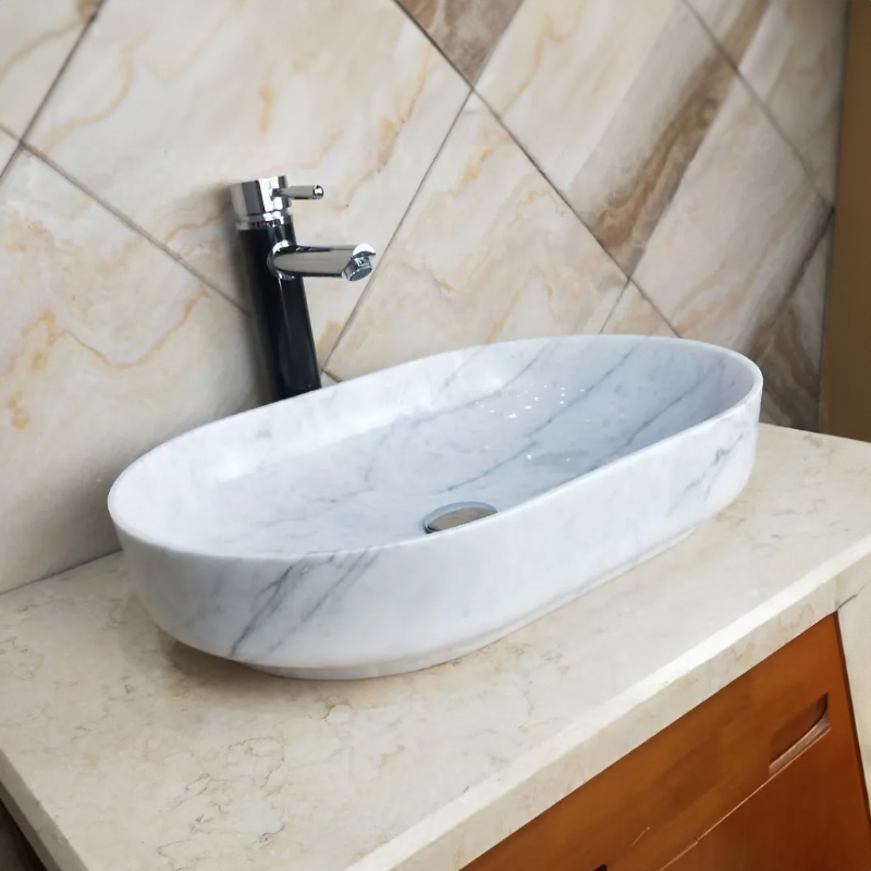 marble Counter Top Oval Basin side angle