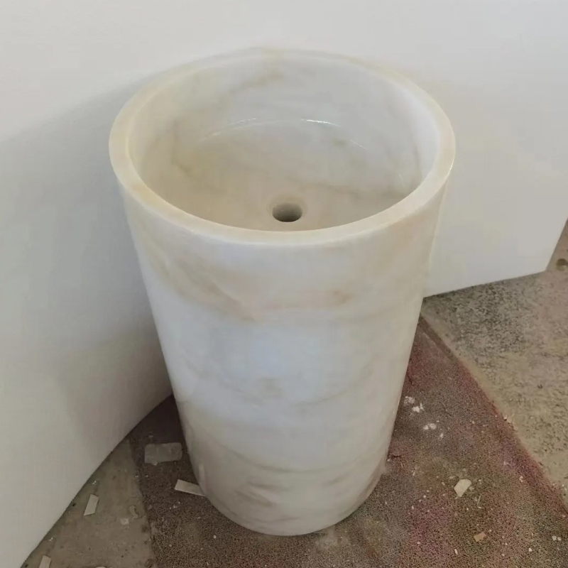 marble Free Standing Sink Basin white