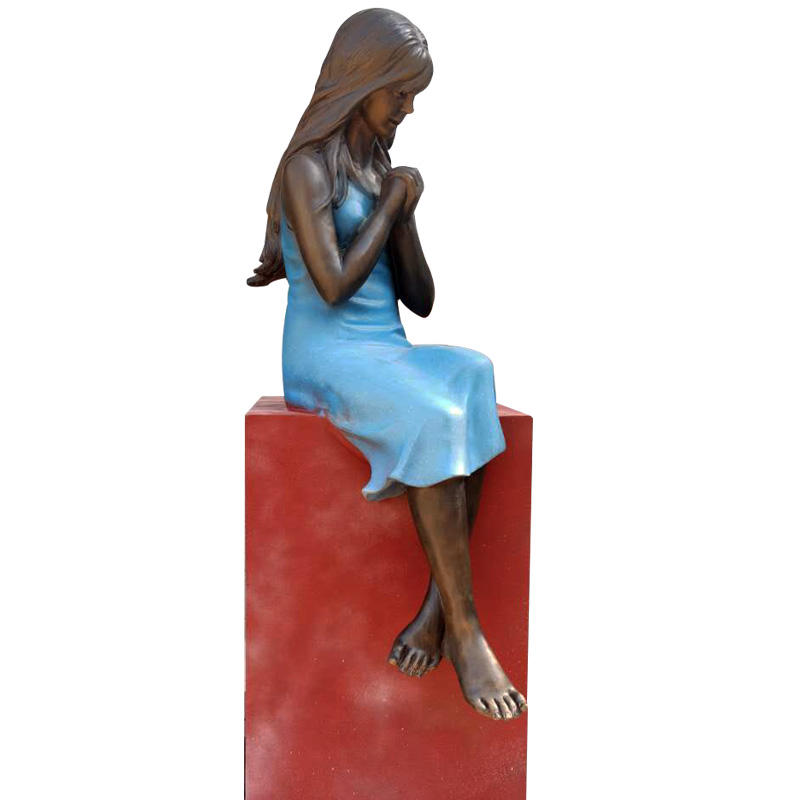 modern bronze Seated Girl Sculpture