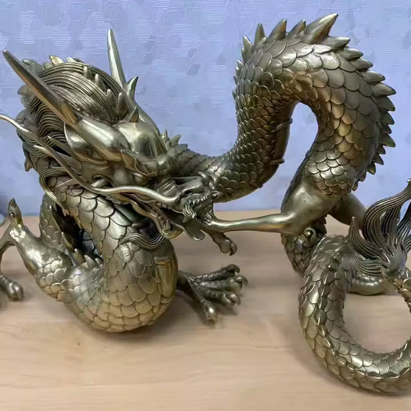 ornamental Bronze Chinese Dragon Sculpture display