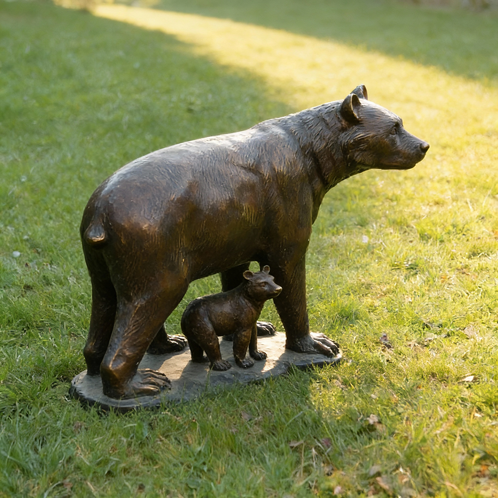 outdoor Mother Bear with Cub bronze Sculpture