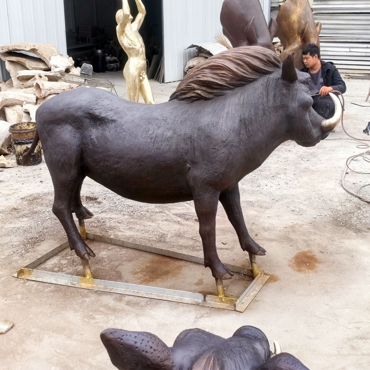 outdoor Warthog Metal Garden Sculpture