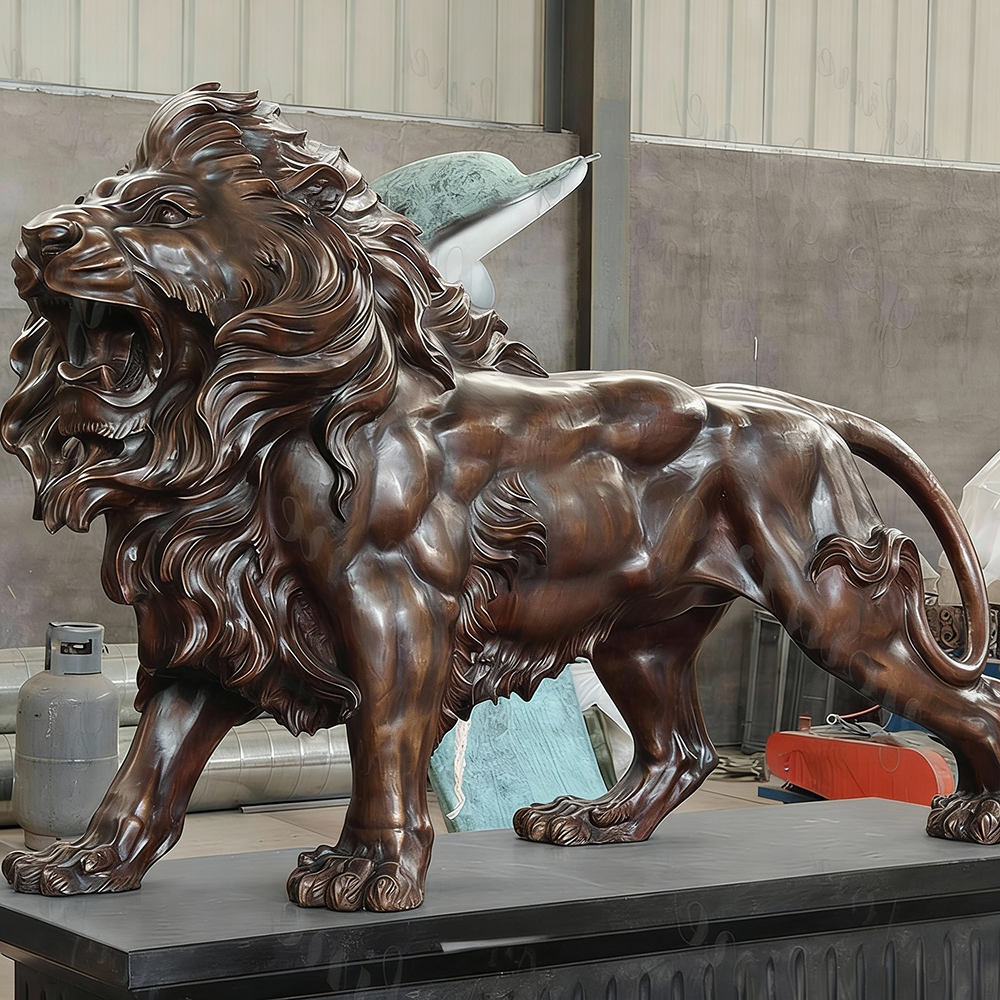 outdoor bronze Lion Roaring Statue for garden decor