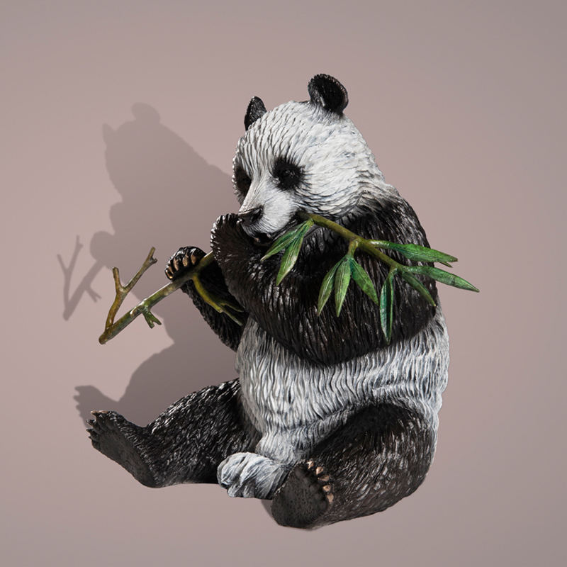 realistic bronze Garden Panda Statue figure