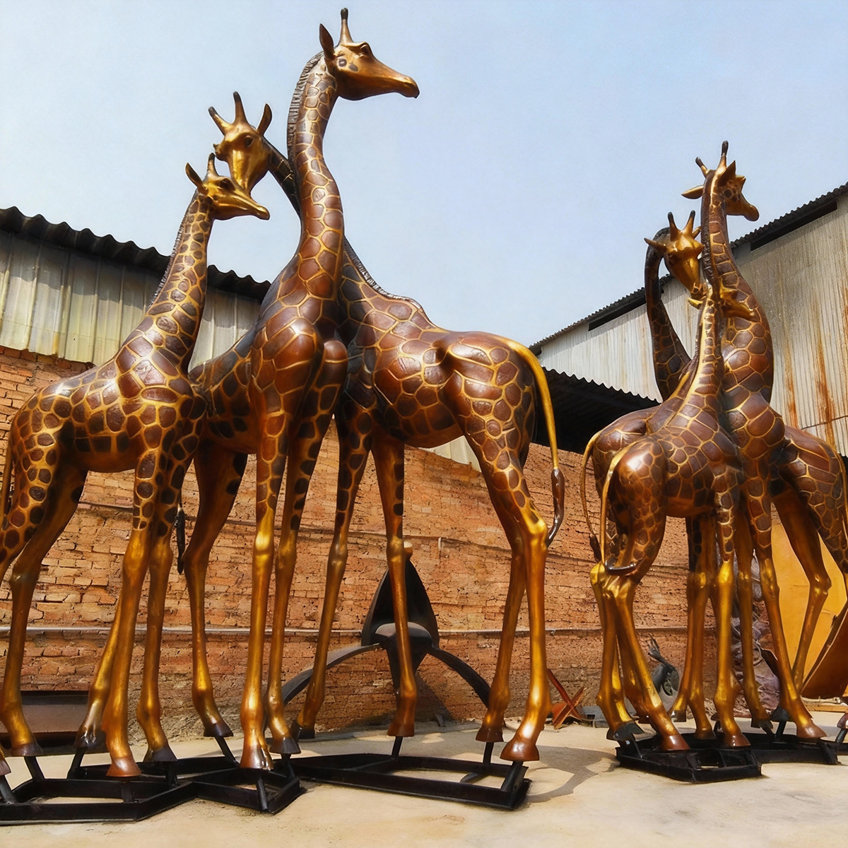 realistic bronze Giraffe Lawn Statue tall