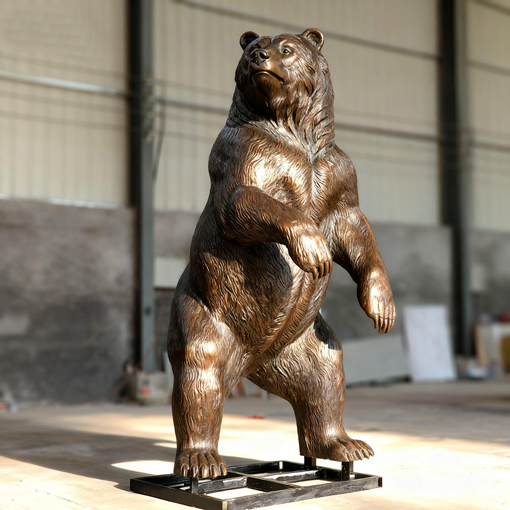 realistic bronze Standing Brown Bear Statue