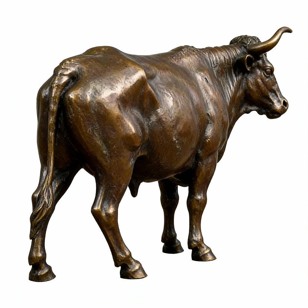 rear view of bronze bull statue for sale