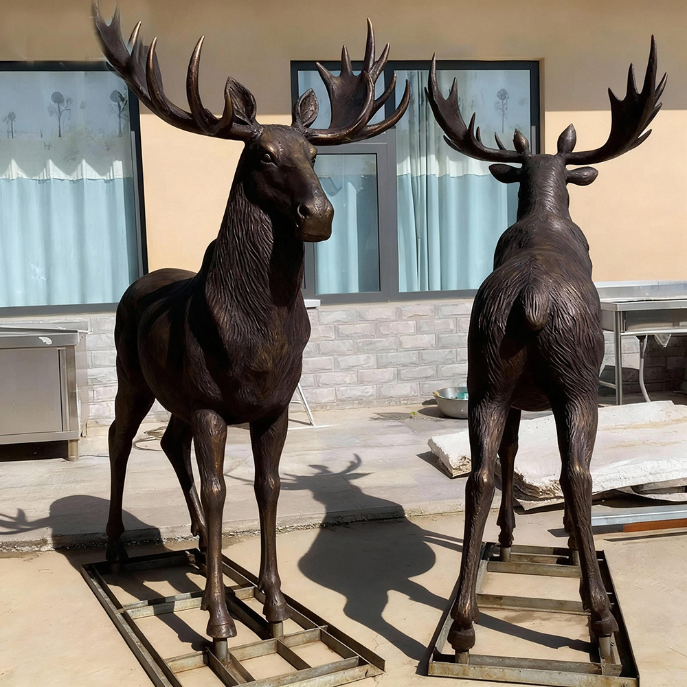 two life size Moose Garden Ornament