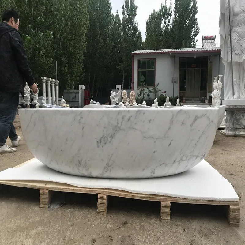 white marble Free Standing Oval Bath