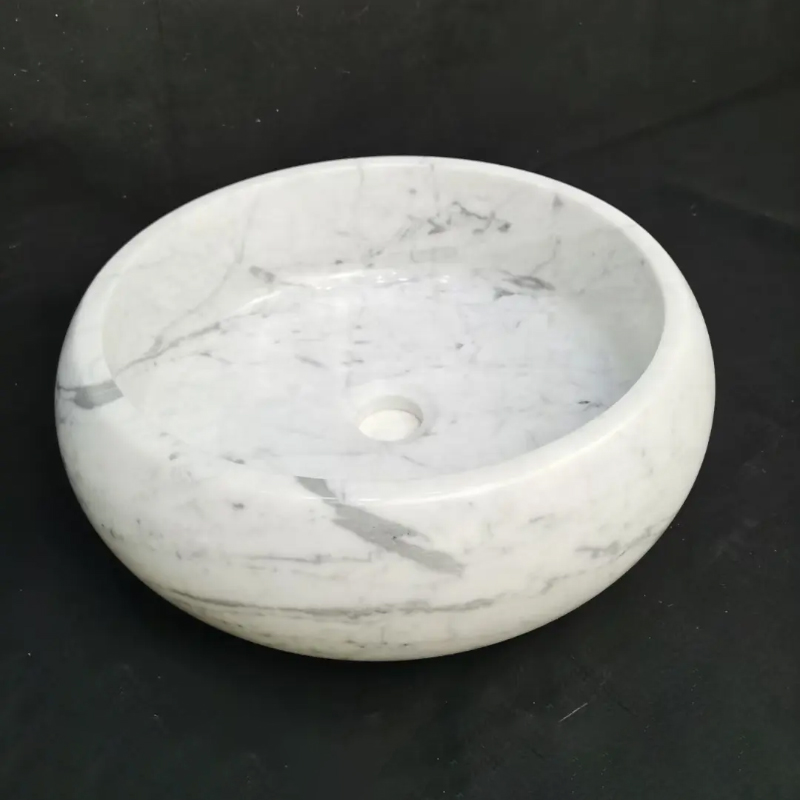 white marble Small Round Sink Bowl with vein