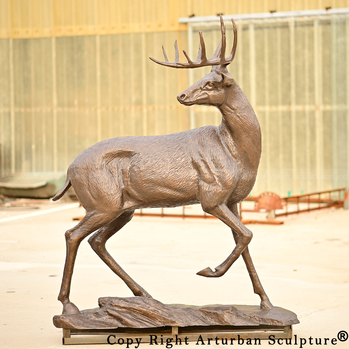 0 Bronze White-Tailed Deer Stag Sculpture