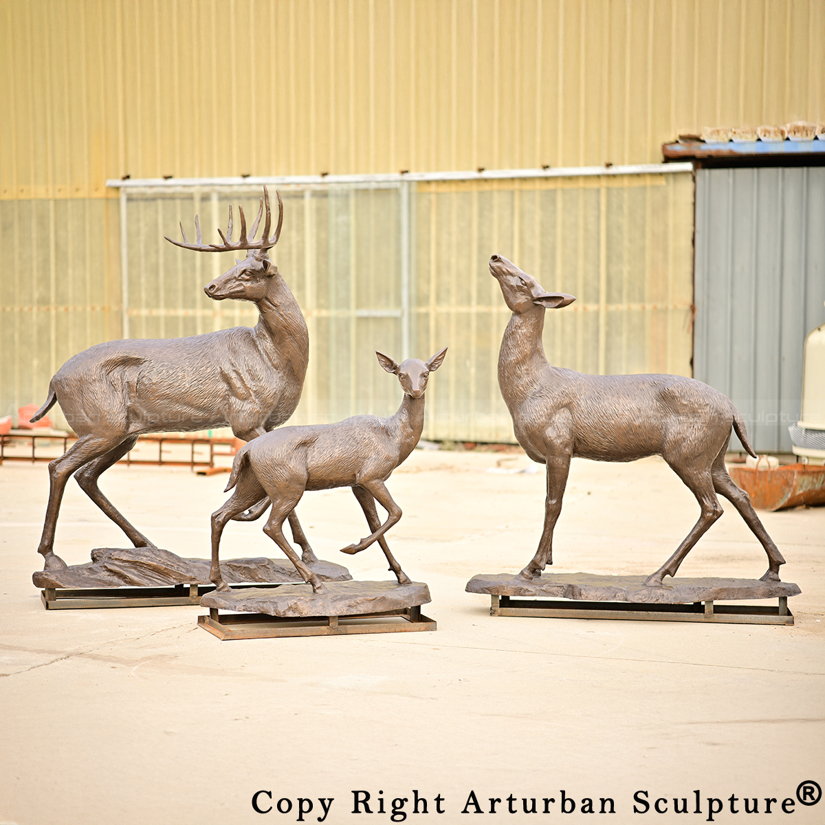 0 deer family lawn ornaments bronze set