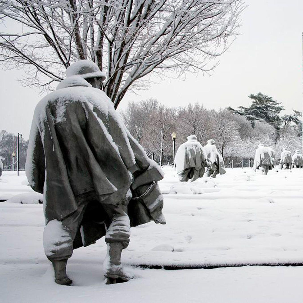 2-(6) military statues winter scene