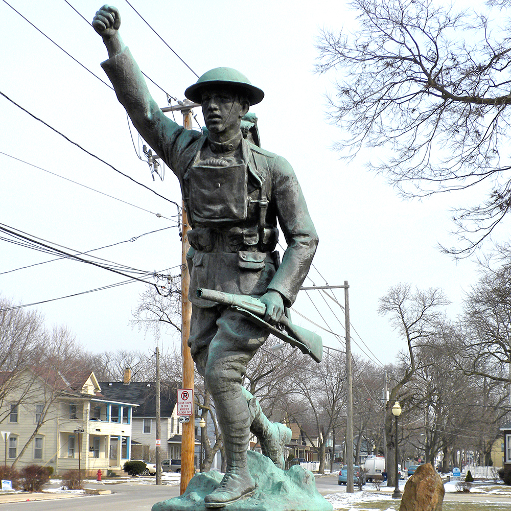 4 (3) Doughboy military statues running