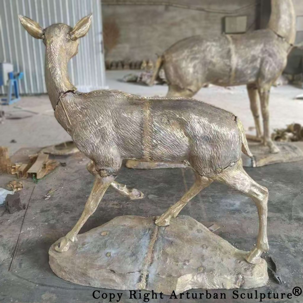 4 Bronze fawn statue welding stage