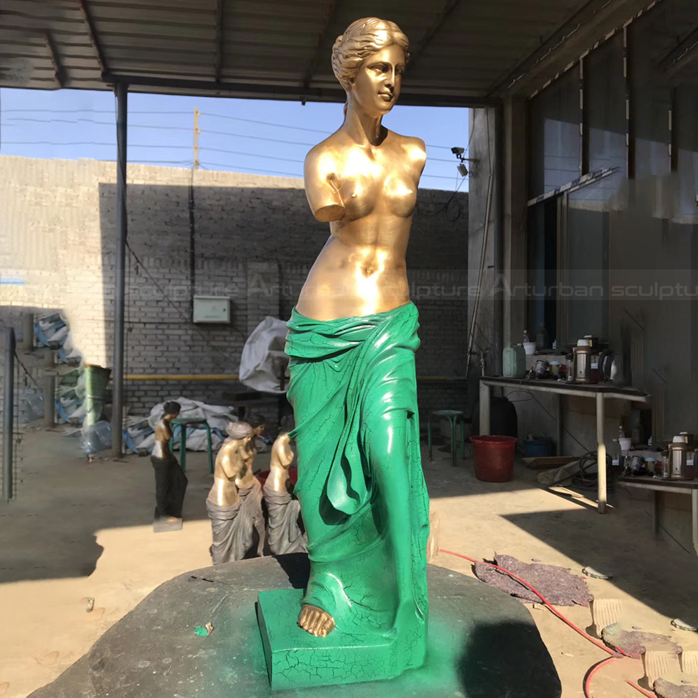 bronze Aphrodite Venus De Milo Statue green drapery finish