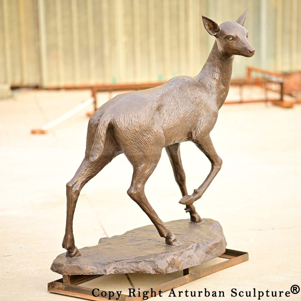 5 Elegant bronze fawn sculpture stance