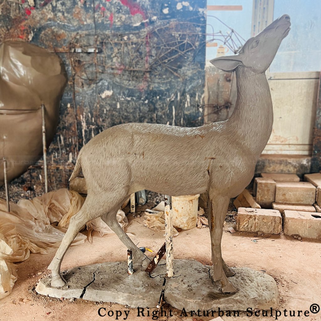 5.1 clay mold of deer doe sculpture