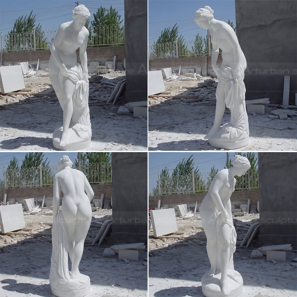 6 marble venus bathing sculpture multiple angle views
