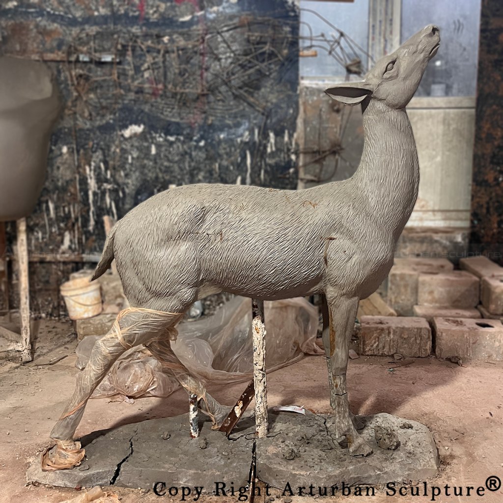 6 realistic clay detailing of Deer Family Lawn Ornaments