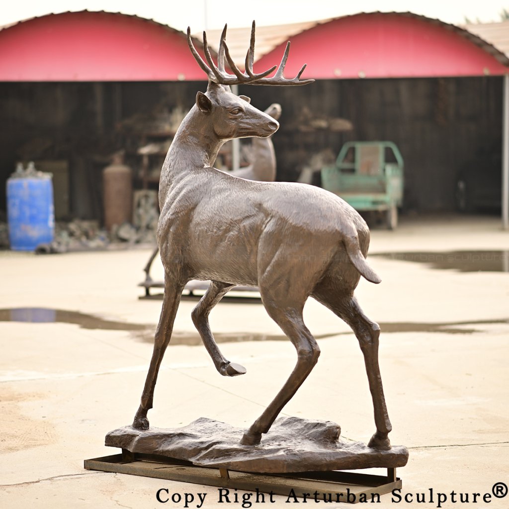 7 Bronze Stag Sculpture White-Tailed Deer