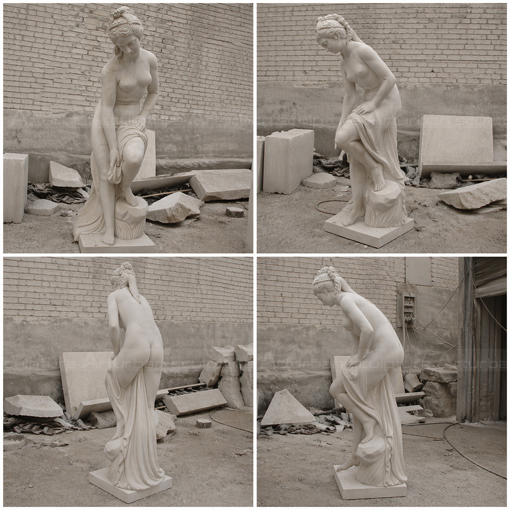 8 marble aphrodite bathing statue multiple views