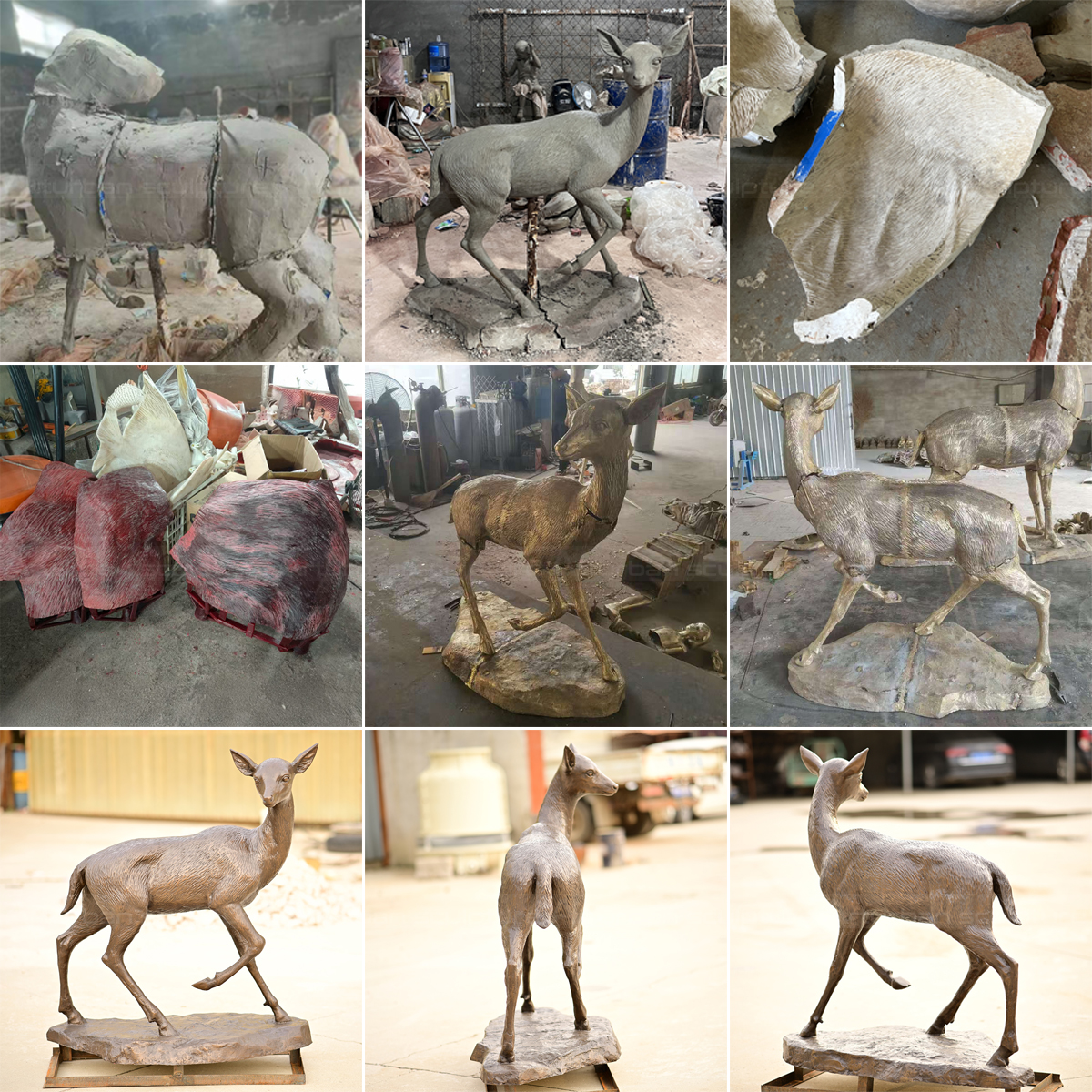 bronze Deer Fawn Statue Outdoor production