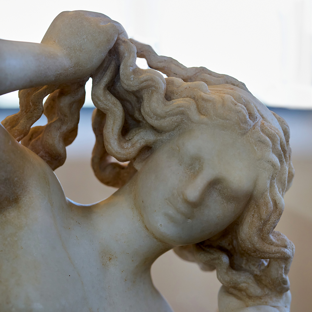 Greek Goddess Aphrodite of Rhodes marble bathing wringing hair