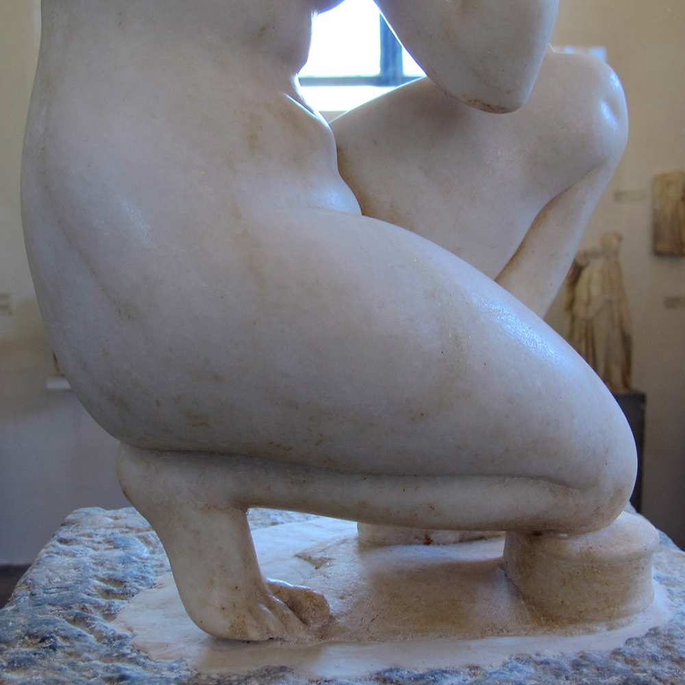 Greek Goddess Aphrodite of Rhodes marble crouching