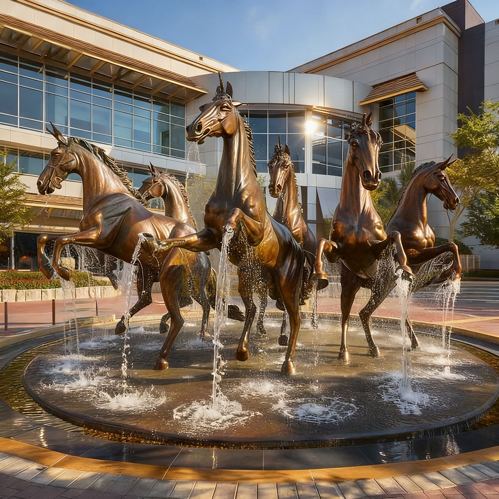 Bronze Rearing Horse Fountain with multiple horses