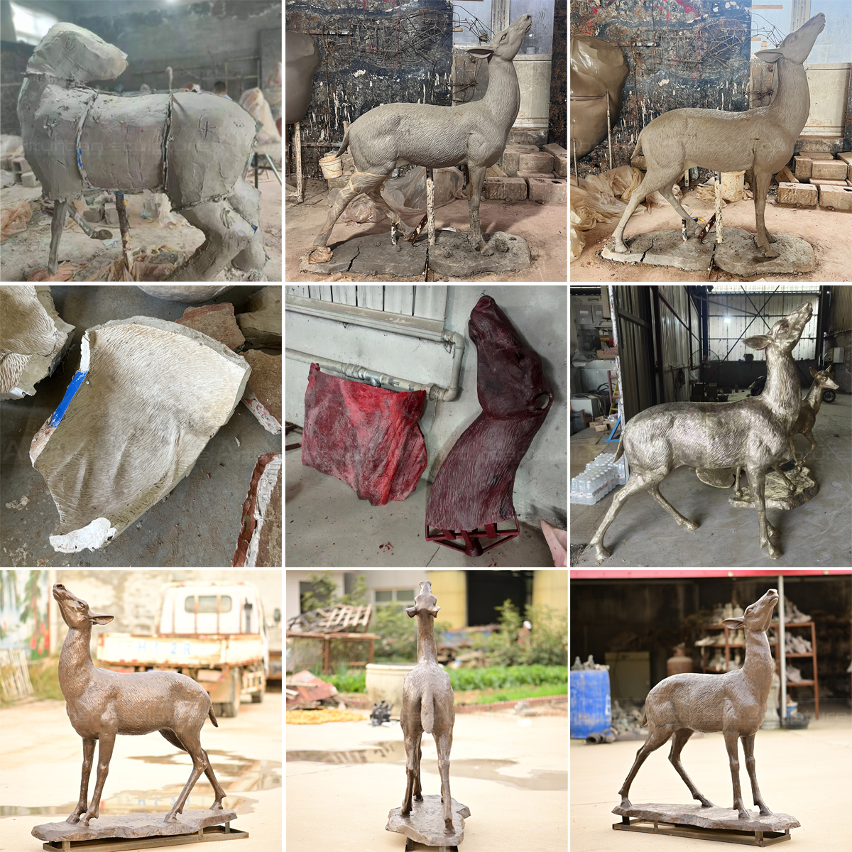 Female Deer Statue Outdoor making process