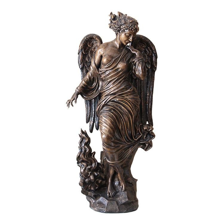 Four Seasons Angel Sculpture bronze flame gesture