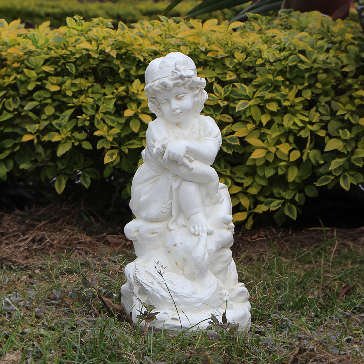 Little Girl with duck Marble Statue decor