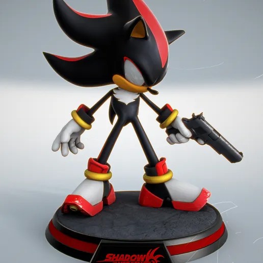 Shadow the Hedgehog holding gun fiberglass Statue
