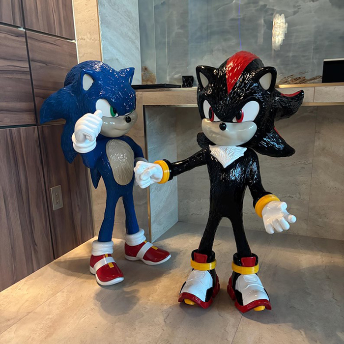 Sonic and Shadow fiberglass Sculpture
