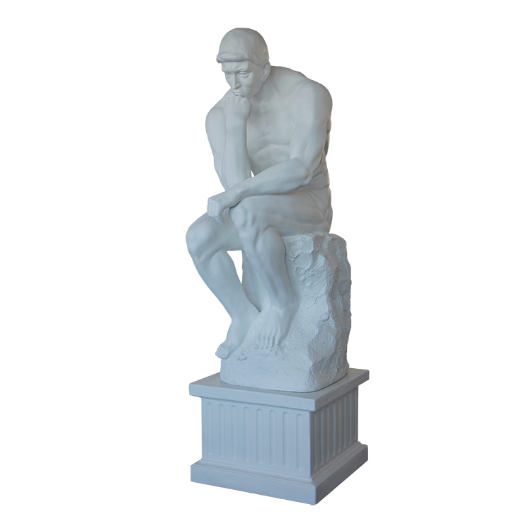 Statue the Thinking Man fiberglass pedestal