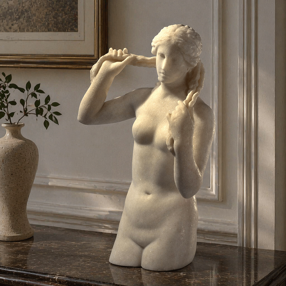 Venus Aphrodite marble torso indoor sculpture