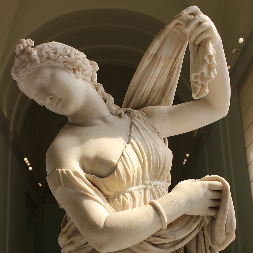 Venus Callipyge Greek Goddess Aphrodite statue raised drapery