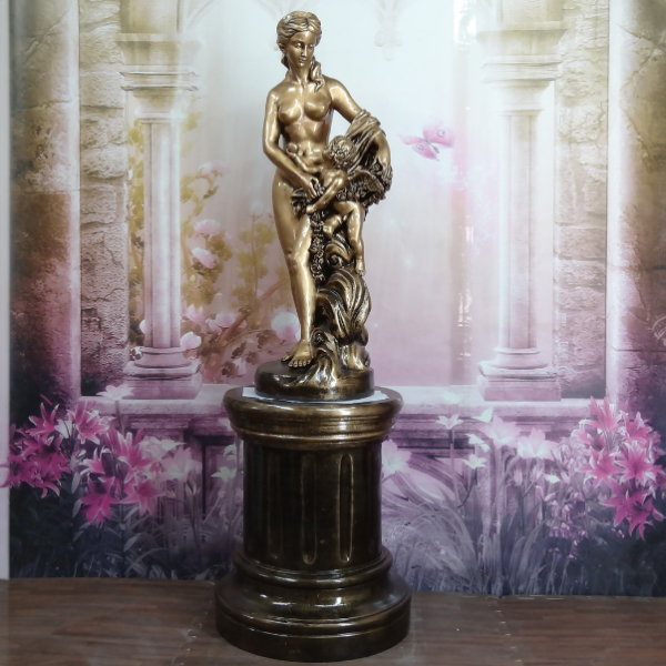 Venus Sculpture with Cupid on high base