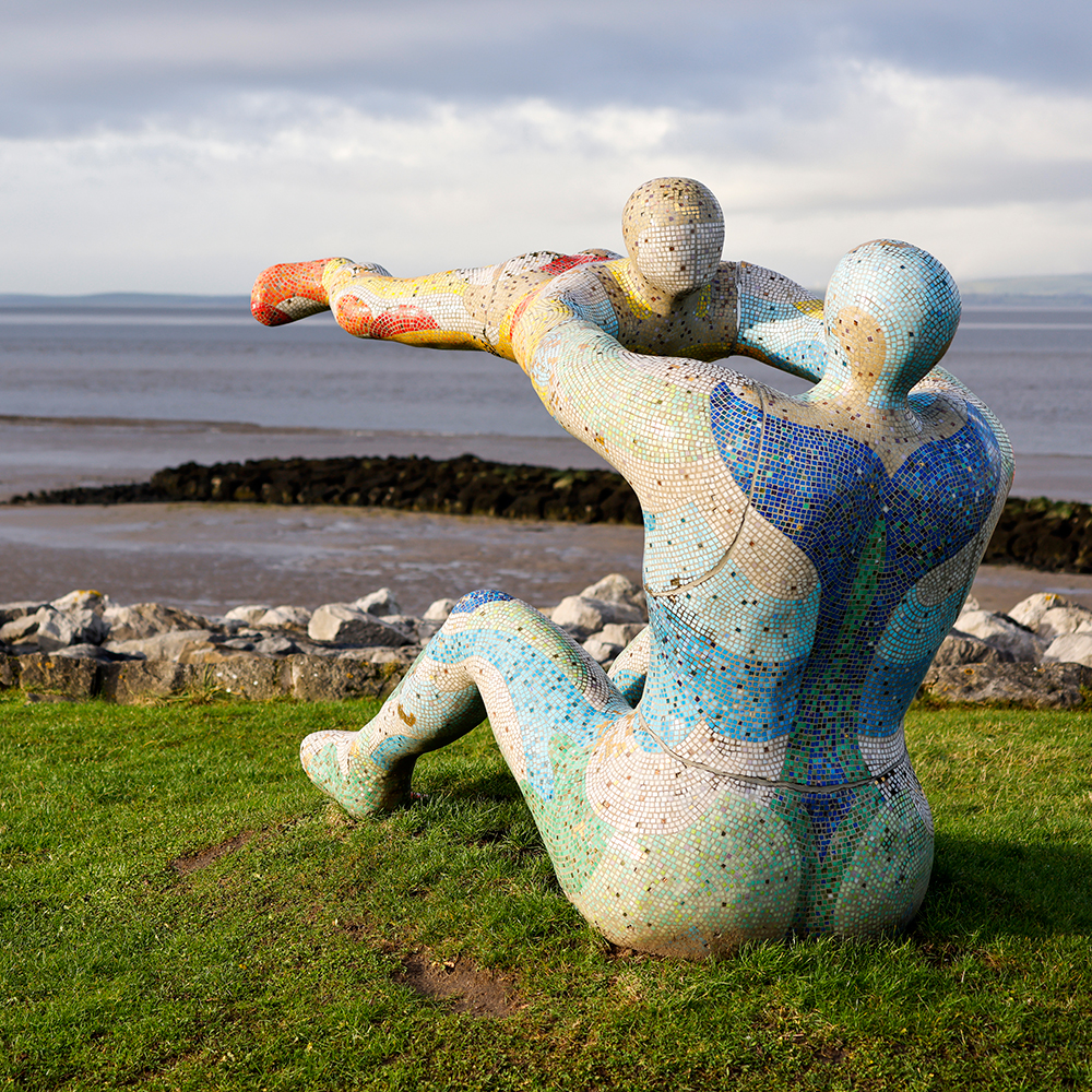Venus and Cupid mosaic public art sculpture