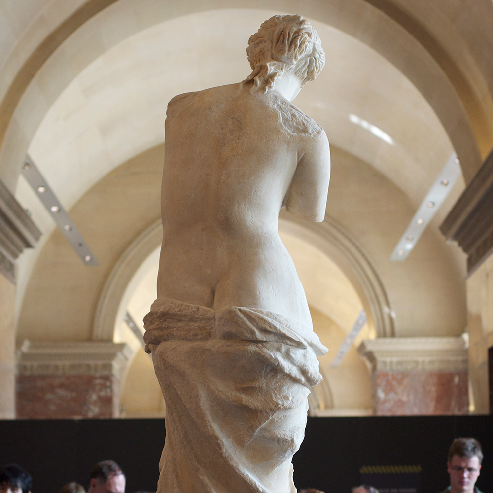 Venus de Milo marble back view drapery