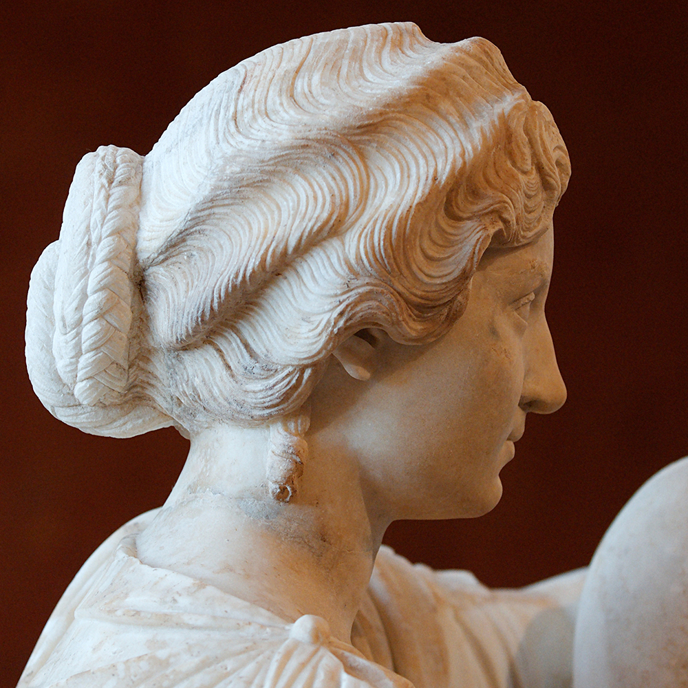 Venus head detail of Venus and Mars sculpture