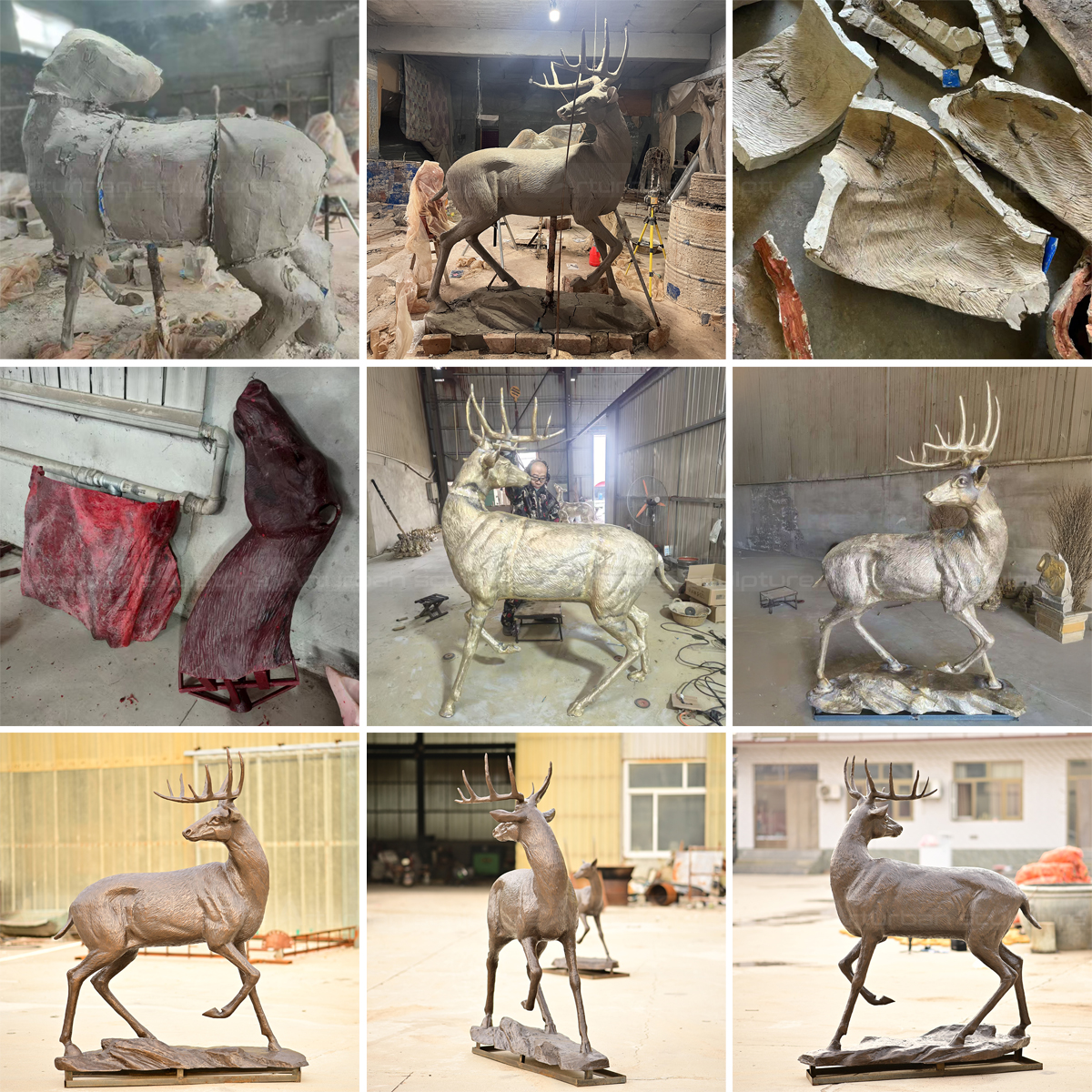White-Tailed Deer Stag bronze Sculpture production